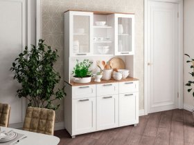 Буфет Катерини (дуб бельмунд/белое дерево) в Быстровке - bystrovka.mebel-nsk.ru | фото