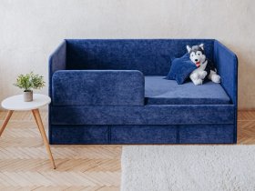Диван-кровать Happy (синий) в Быстровке - bystrovka.mebel-nsk.ru | фото