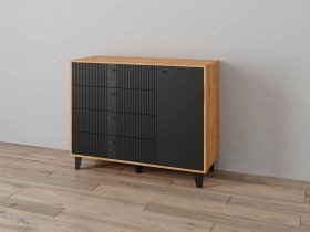 Комод «Катрин-13» ( дуб крафт золотой/карбон вулкан) в Быстровке - bystrovka.mebel-nsk.ru | фото
