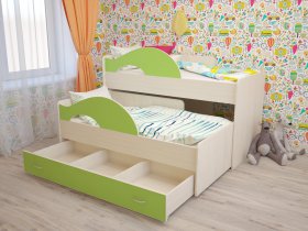 Кровать детская двухуровневая Радуга 80*160 в Быстровке - bystrovka.mebel-nsk.ru | фото