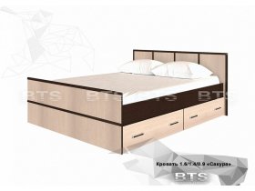Кровать двуспальная с ящиками 1,4м Сакура (BTS) в Быстровке - bystrovka.mebel-nsk.ru | фото