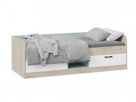 Кровать комбинированная «Оливер» Тип 1 401.003.000 (дуб крафт серый/белый/серо-голубой) в Быстровке - bystrovka.mebel-nsk.ru | фото