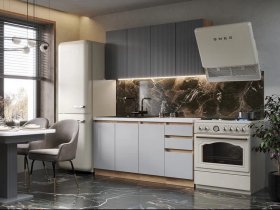 Кухонный гарнитур Ника 1,6 м (графит/серый софт) в Быстровке - bystrovka.mebel-nsk.ru | фото
