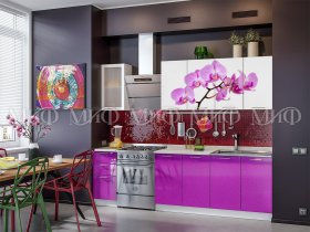 Кухонный гарнитур Орхидея (фиолетовый) в Быстровке - bystrovka.mebel-nsk.ru | фото