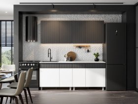Кухонный гарнитур София (2,0м) (бланж/графит матовый) в Быстровке - bystrovka.mebel-nsk.ru | фото
