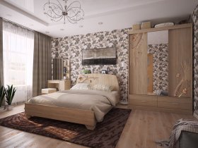 Модульная спальня Виктория-1 (дуб сонома) в Быстровке - bystrovka.mebel-nsk.ru | фото