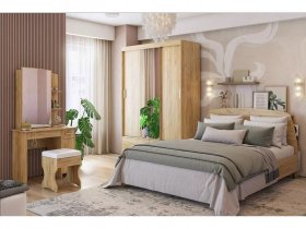 Модульная спальня Виктория-1 (дуб крафт золотой) в Быстровке - bystrovka.mebel-nsk.ru | фото