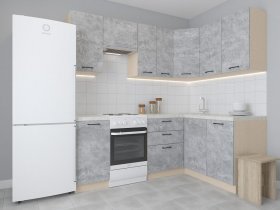 Модульная угловая кухня 1,4м*2,1м Лада (цемент) в Быстровке - bystrovka.mebel-nsk.ru | фото