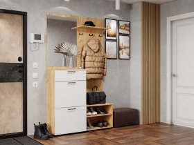 Прихожая Монтана (дуб крафт золотой/белый) в Быстровке - bystrovka.mebel-nsk.ru | фото