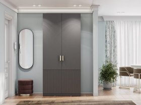 Шкаф двухстворчатый Эккервуд (Нью) (графит) в Быстровке - bystrovka.mebel-nsk.ru | фото