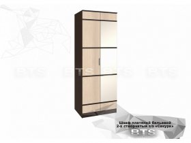 Шкаф двухстворчатый с зеркалом платяной-бельевой Сакура (BTS) в Быстровке - bystrovka.mebel-nsk.ru | фото