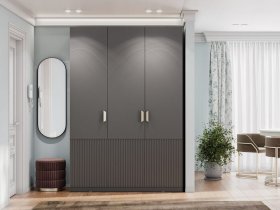 Шкаф трехстворчатый Эккервуд (Нью) (графит) в Быстровке - bystrovka.mebel-nsk.ru | фото