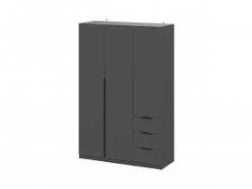 Шкаф трехстворчатый с ящиками ШК-22 (графит) в Быстровке - bystrovka.mebel-nsk.ru | фото