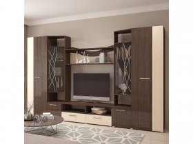 Стенка Гамма (дуб венге/дуб молочный) в Быстровке - bystrovka.mebel-nsk.ru | фото