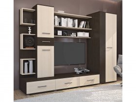 Стенка Верона (дуб венге/дуб молочный) в Быстровке - bystrovka.mebel-nsk.ru | фото