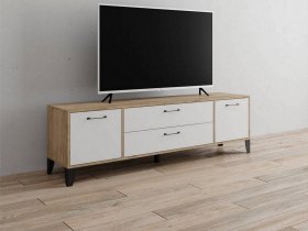 Тумба под ТВ Парус-13 (дуб крафт серый/белый) в Быстровке - bystrovka.mebel-nsk.ru | фото